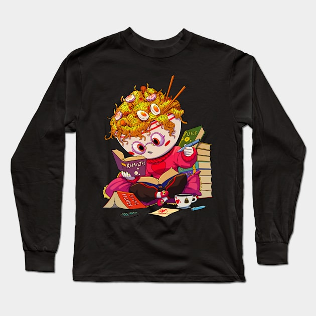 Ramen noodle teacher reading books - classic Long Sleeve T-Shirt by Breakfast Knight 